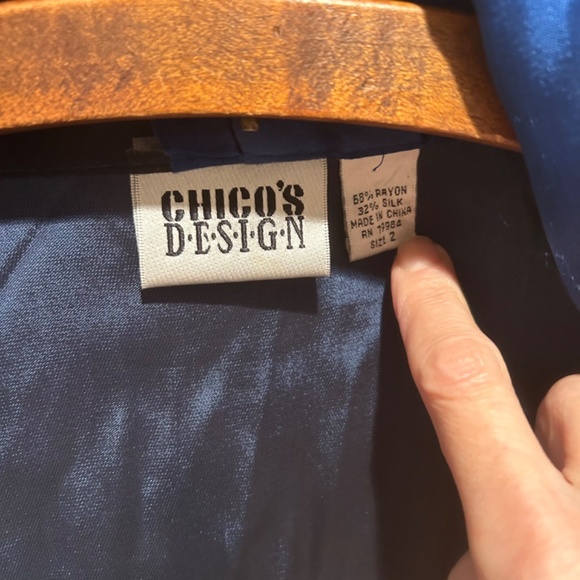 Chicos-Art to Wear Blue Silk Blend Burnout Open Cardigan/Kimono Sz 2 (Large) - Picture 5 of 10